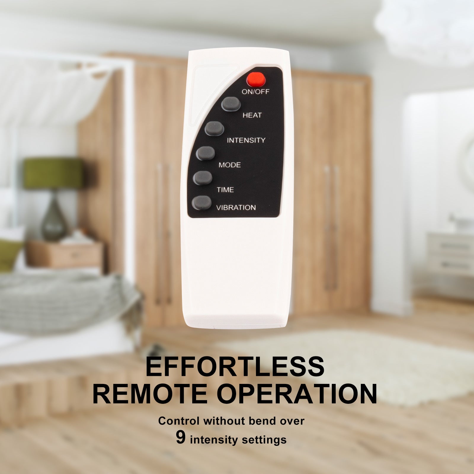 Forever Beauty Black Foot Massager with remote control, featuring air compression and shiatsu heat for ultimate relaxation.