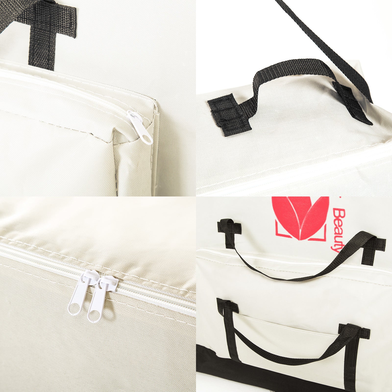 Forever Beauty White Massage Table Bed Delux Carry Bag with wheels, featuring ergonomic shoulder strap and storage compartment.