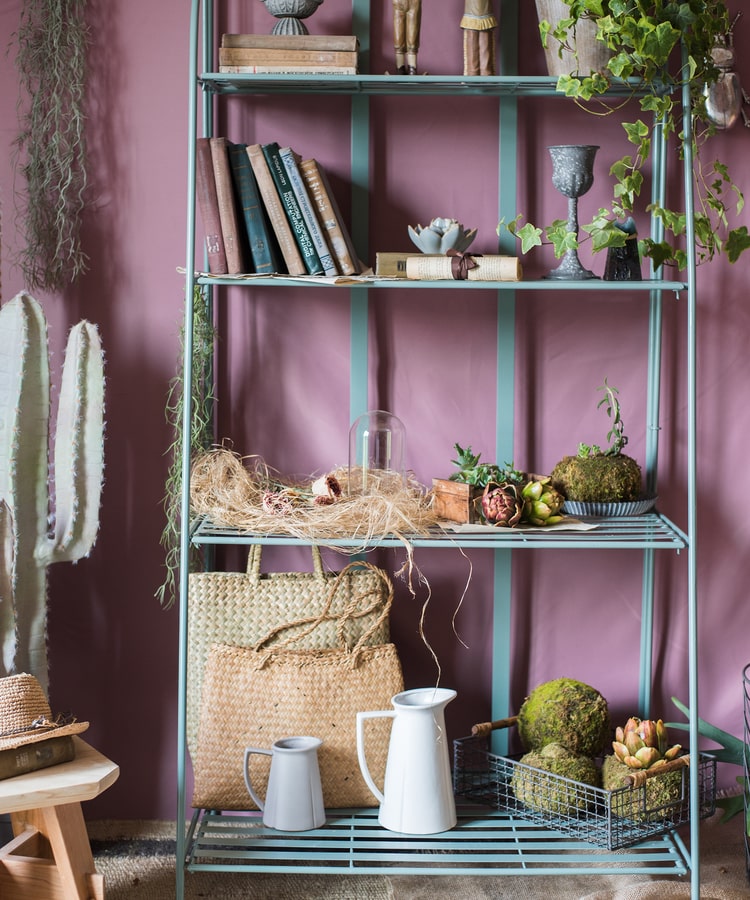 Four Tire Foldable Metal Shelf in green and blue, showcasing its stylish design and four-tier structure.