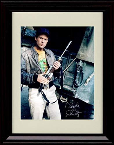 Framed 8x10 glossy print of Dwight Schultz with a printed autograph, perfect for fans and collectors.