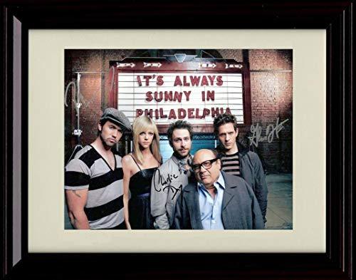 Framed 8x10 glossy print of It's Always Sunny in Philadelphia with a printed signature, perfect for fans and collectors.