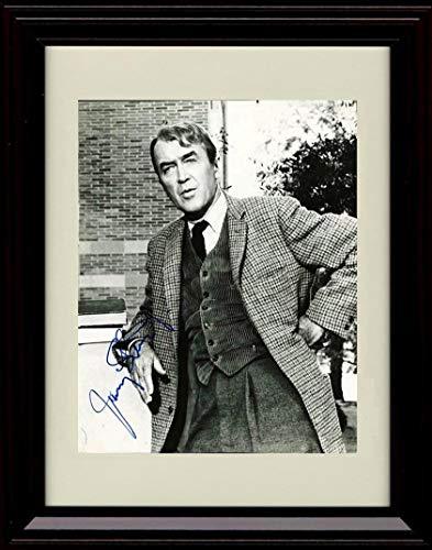 Framed 8x10 glossy print of James Stewart with a printed autograph, perfect for fans and collectors.