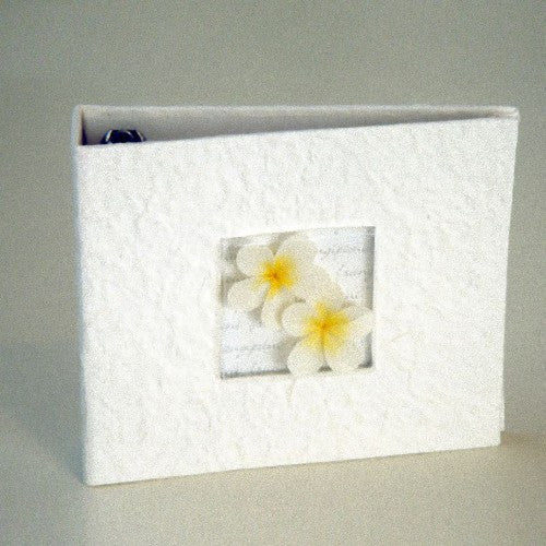 Cream Frangipani DVD CD Disc Storage Album made of mulberry paper, featuring 20 disc pouches for organized storage.