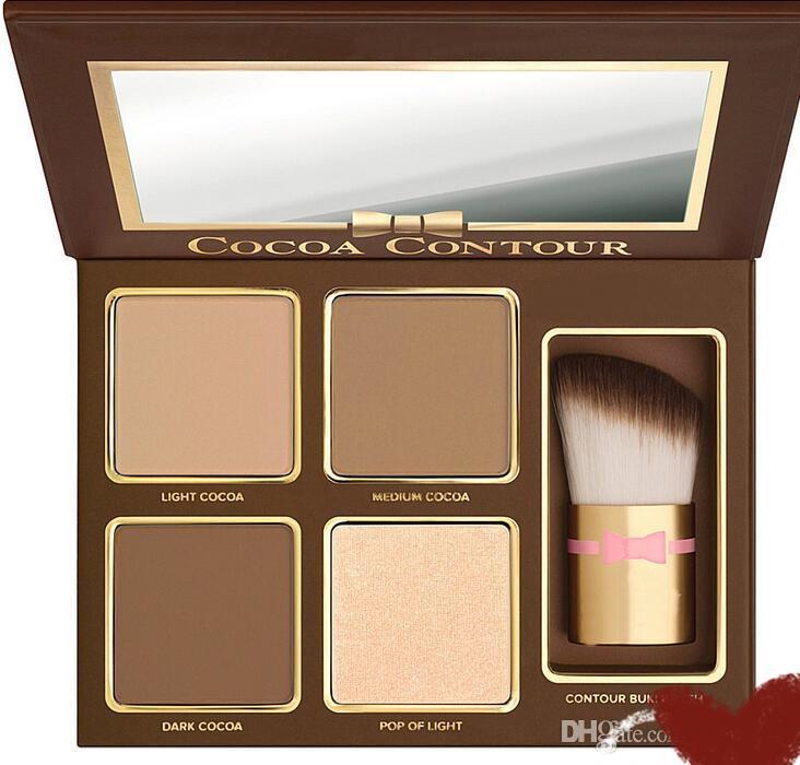 Cocoa Contour Chiseled palette featuring four bronzers and highlighters in a sleek compact design.