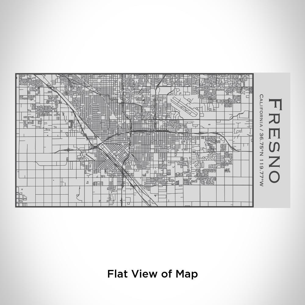 Fresno California Map Insulated Bottle with custom engraving, showcasing a detailed map and coordinates.