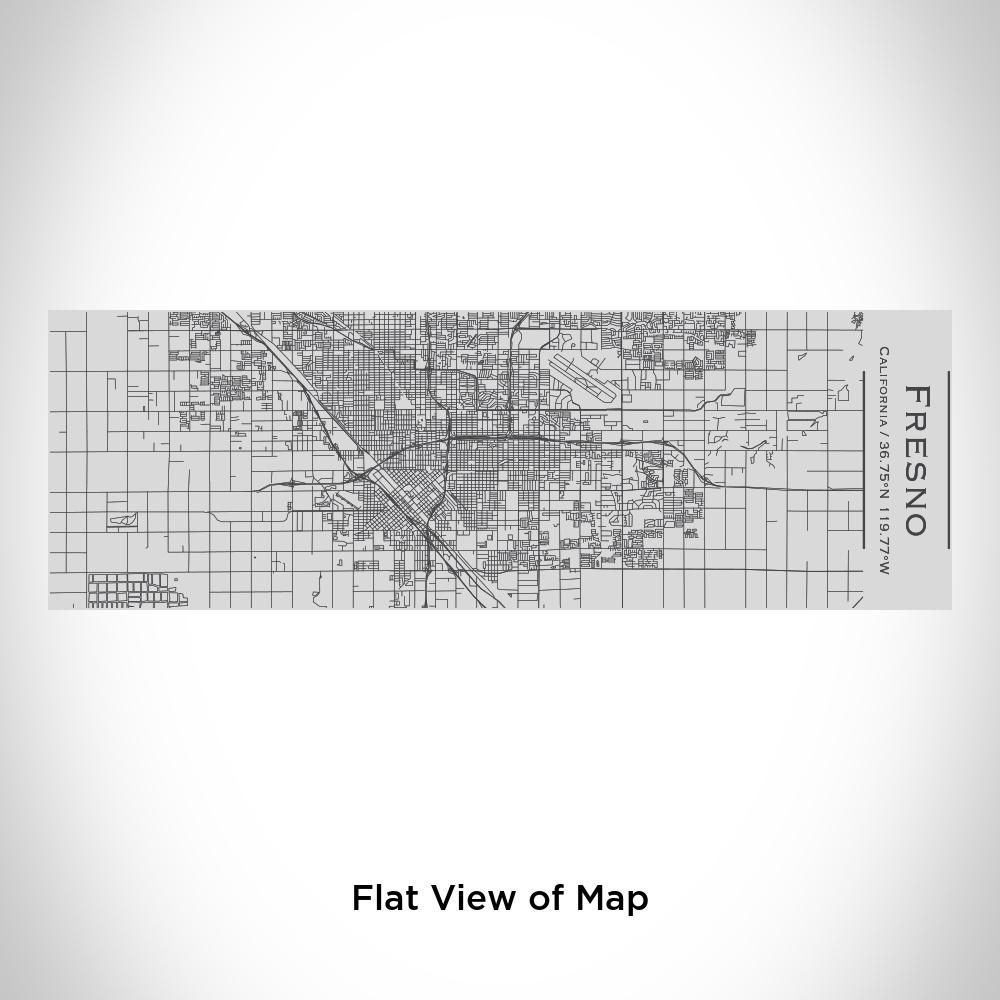 Custom engraved insulated cup featuring a detailed map of Fresno, California with coordinates.