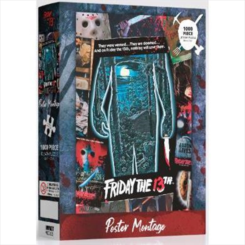 Friday the 13th 1000 Piece Jigsaw Puzzle featuring iconic horror imagery and vibrant colors.