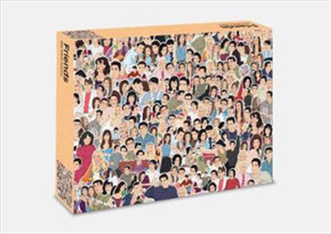 Friends 500 Piece Jigsaw Puzzle featuring iconic characters Ross, Rachel, Monica, Chandler, Joey, and Phoebe in vibrant colors.