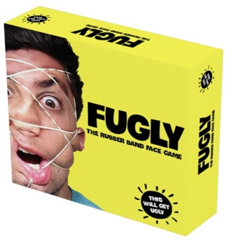 Fugly Rubber Band Face Game with colorful rubber bands and dice, showcasing the fun and excitement of the game.