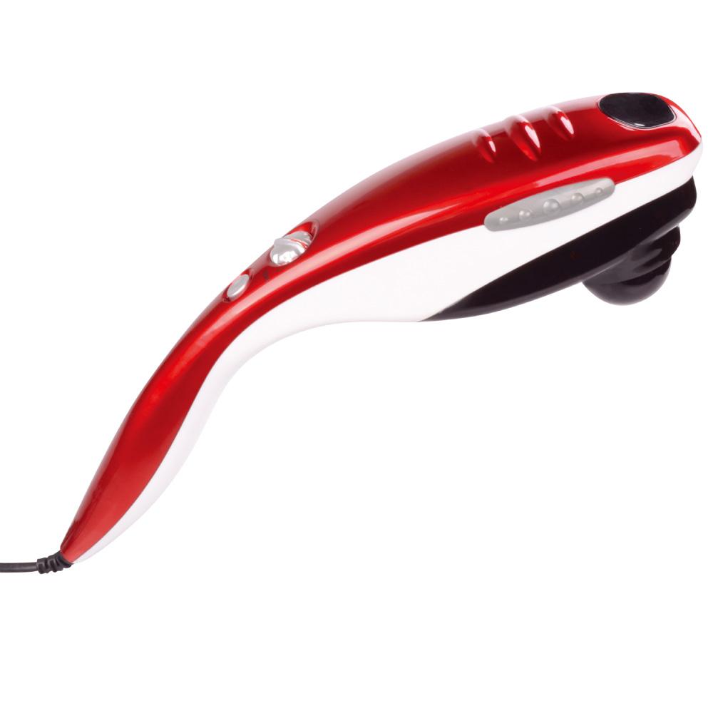 Red Full Body Handheld Massager with six interchangeable heads for versatile massage options.