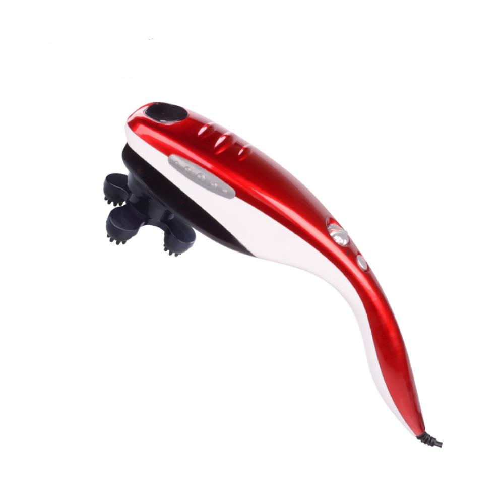 Red Full Body Handheld Massager with six interchangeable heads for versatile massage options.