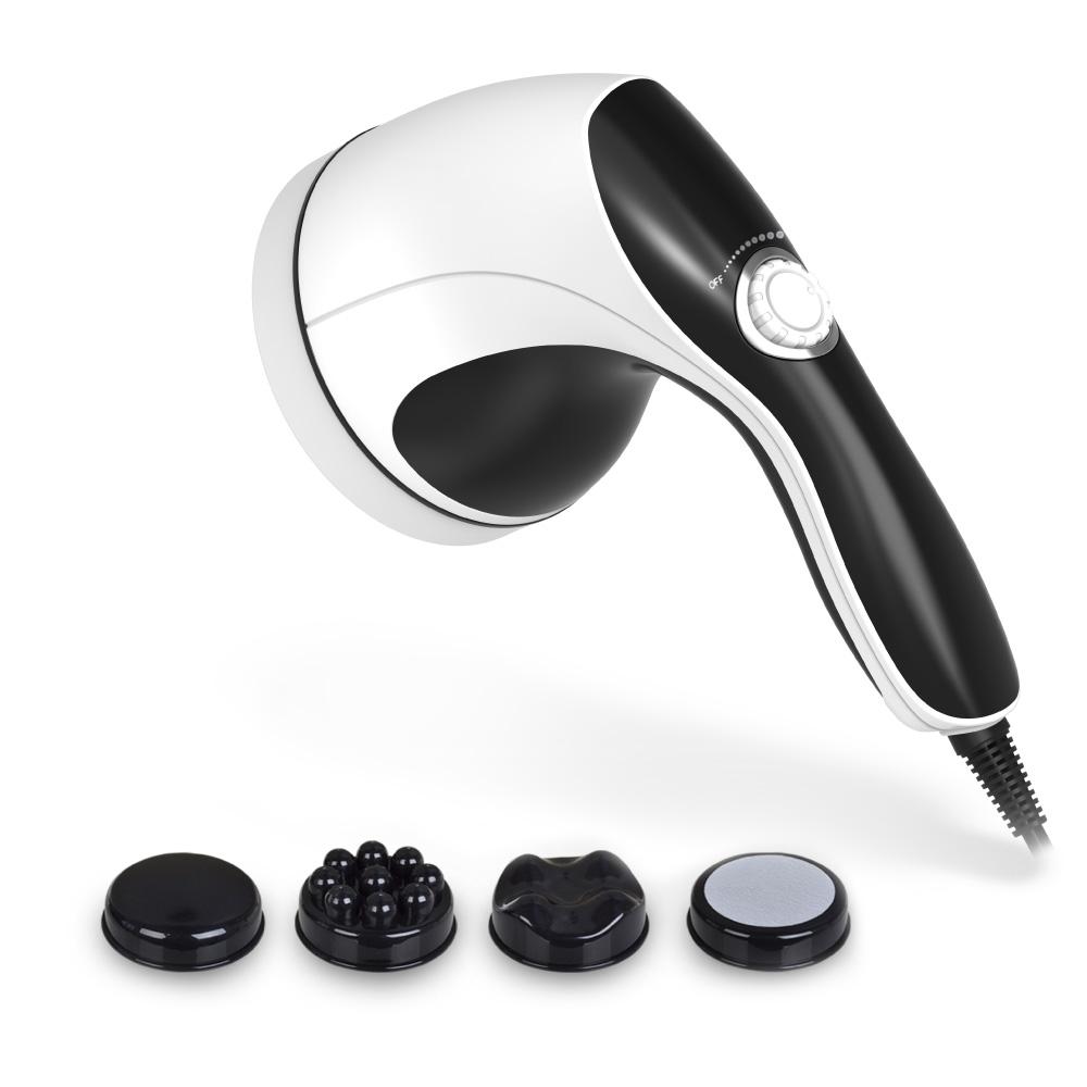 Full Body Vibration Handheld Massager with four interchangeable heads for versatile muscle relief and relaxation.