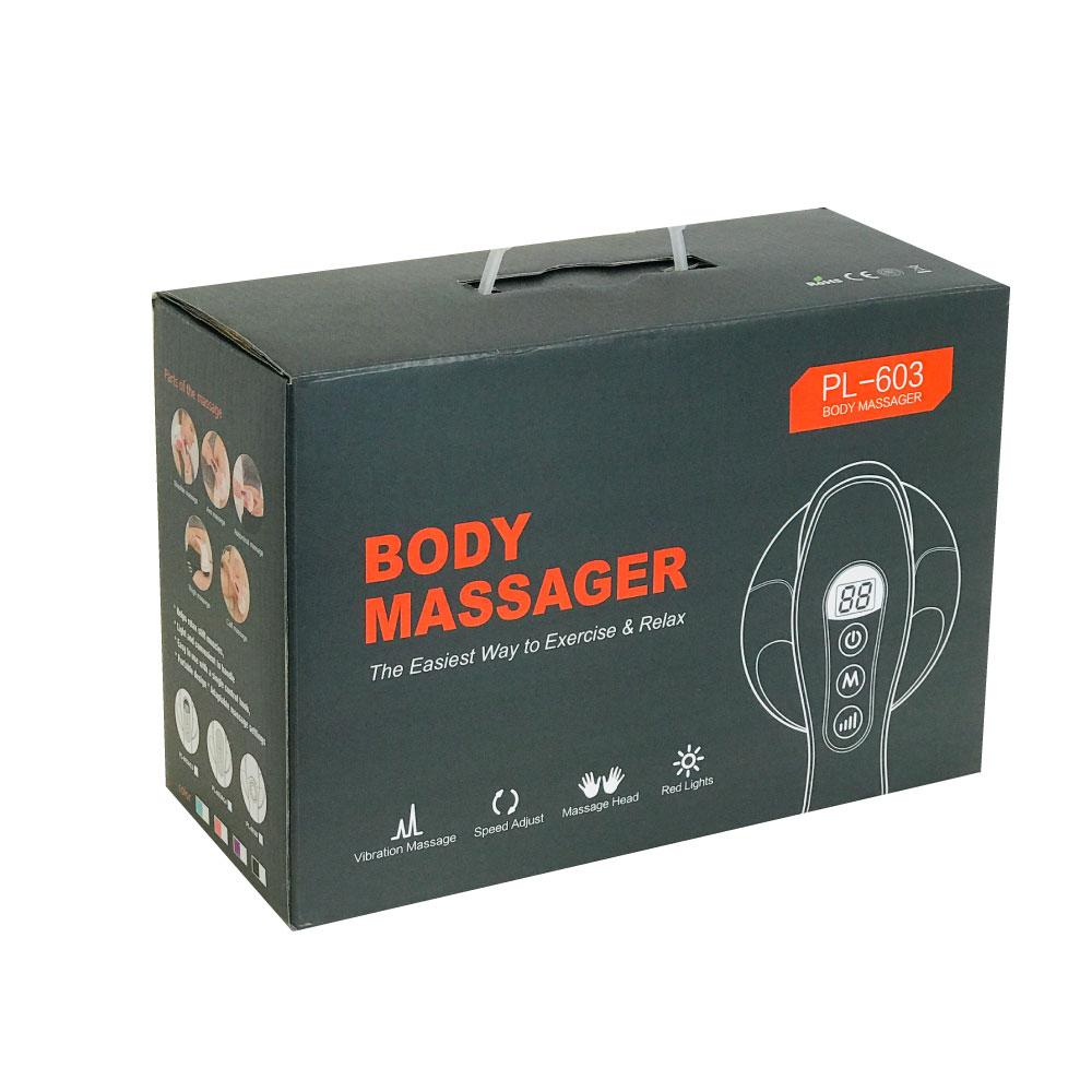 Full Body Vibration Handheld Massager with four interchangeable heads for versatile muscle relief and relaxation.