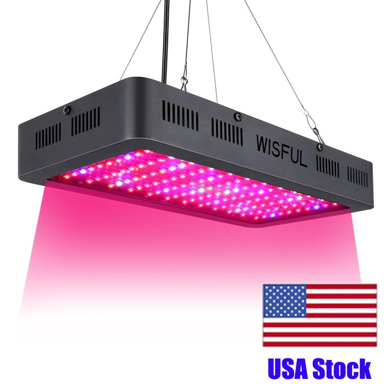 Full Spectrum 1000W, 1200W, 1500W Double Chip LED Grow Lights in a square shape, emitting red and blue light for optimal plant growth.