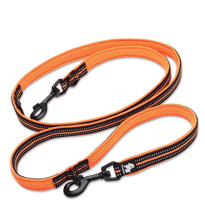 Function Leash Orange L, a multi-functional dog lead with a soft padded handle and reflective features, ideal for training and daily walks.