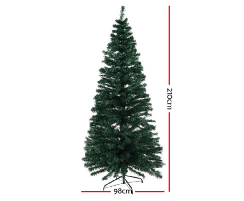 Funyards 2.1M 7FT Christmas Tree with white LED lights and optic fiber, showcasing a lush appearance with 450 tips.