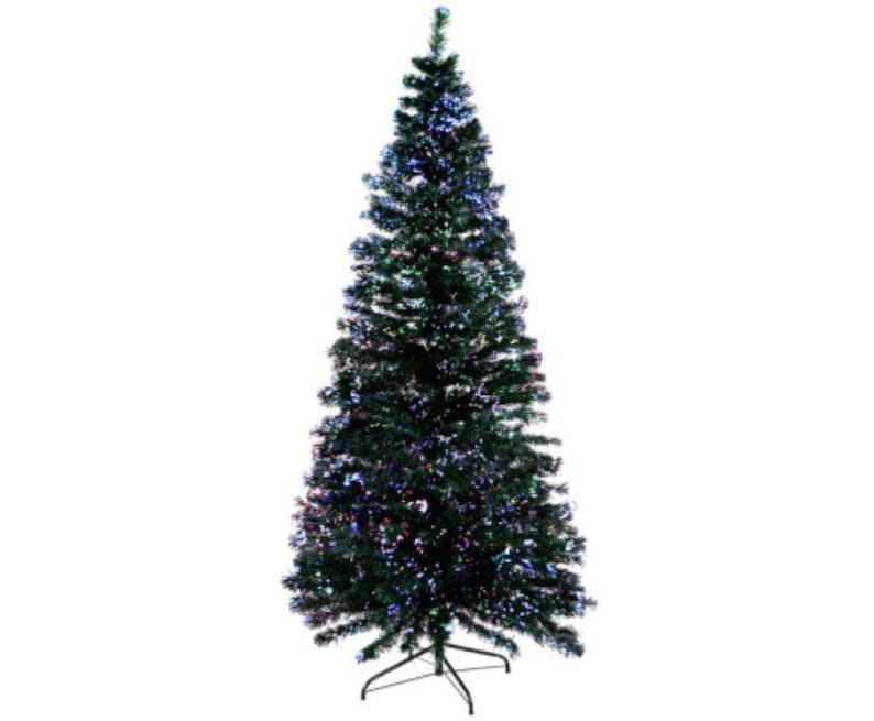 Funyards 2.1M 7FT Christmas Tree with white LED lights and optic fiber, showcasing a lush appearance with 450 tips.