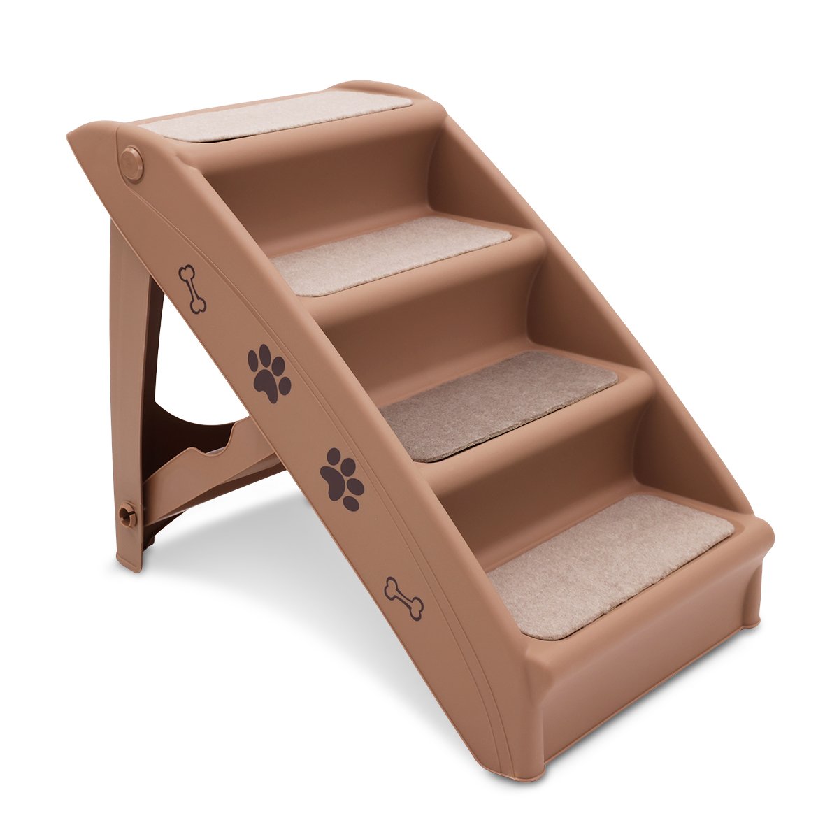 Furtastic 50cm Foldable Step Ladder Stairs in brown, designed for pets with non-slip steps and sturdy construction.