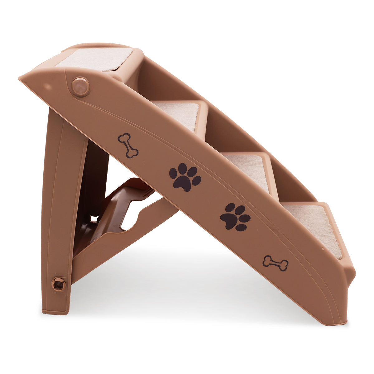 Furtastic 50cm Foldable Step Ladder Stairs in brown, designed for pets with non-slip steps and sturdy construction.