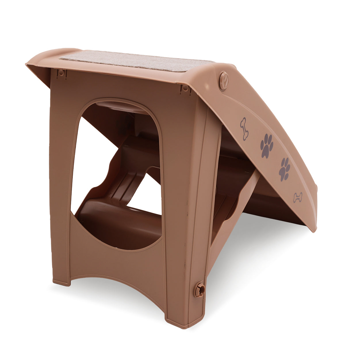 Furtastic 50cm Foldable Step Ladder Stairs in brown, designed for pets with non-slip steps and sturdy construction.