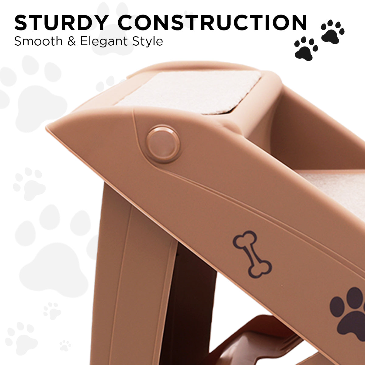 Furtastic 50cm Foldable Step Ladder Stairs in brown, designed for pets with non-slip steps and sturdy construction.