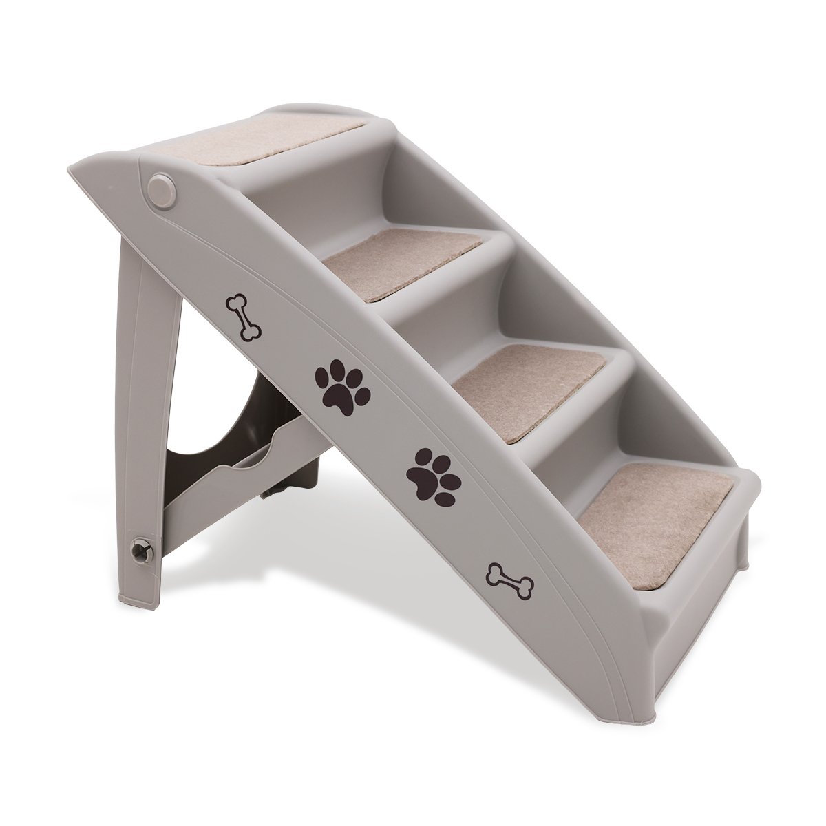 Furtastic Foldable Pet Stairs in Grey, designed for small and elderly pets, featuring non-slip mats and a sturdy construction.