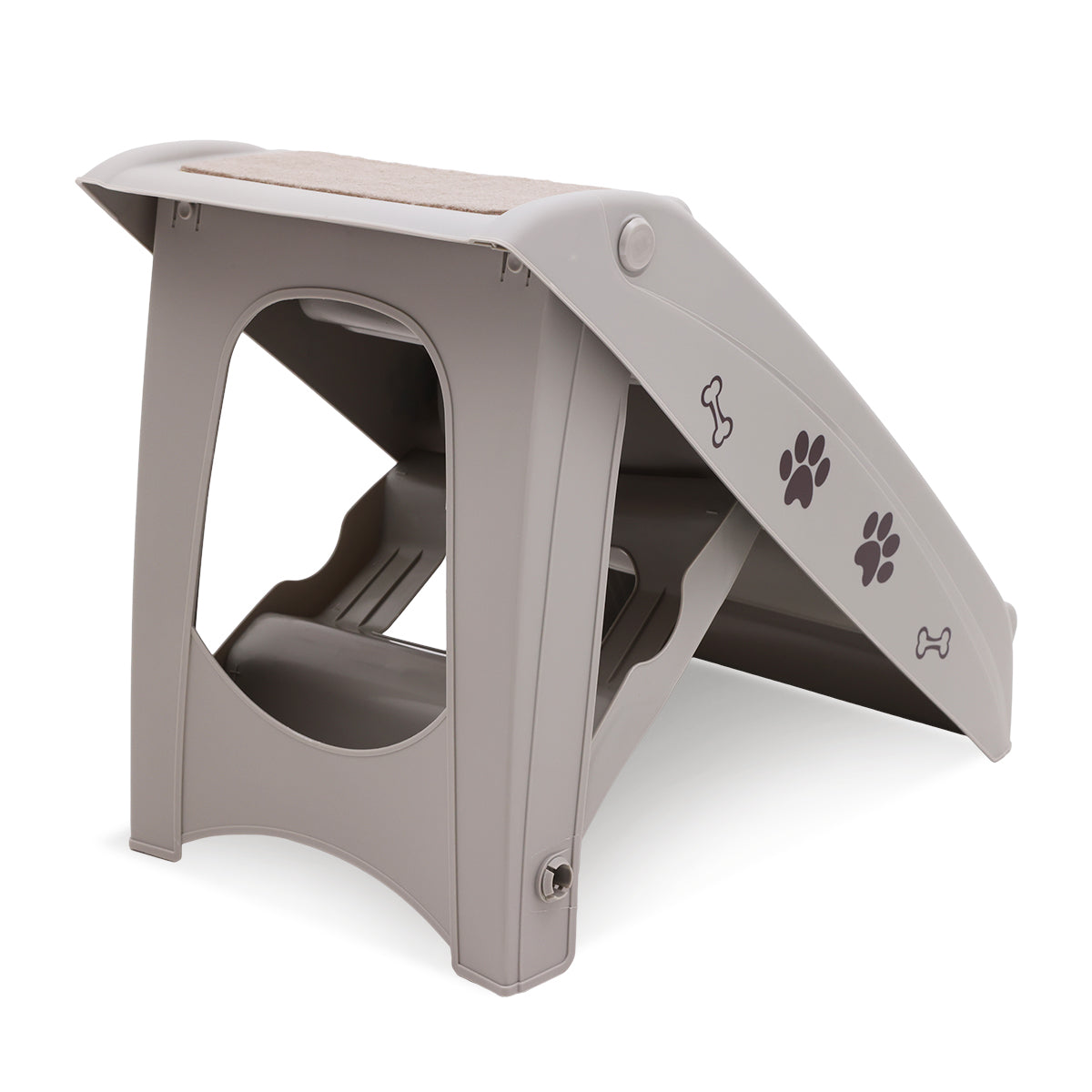 Furtastic Foldable Pet Stairs in Grey, designed for small and elderly pets, featuring non-slip mats and a sturdy construction.