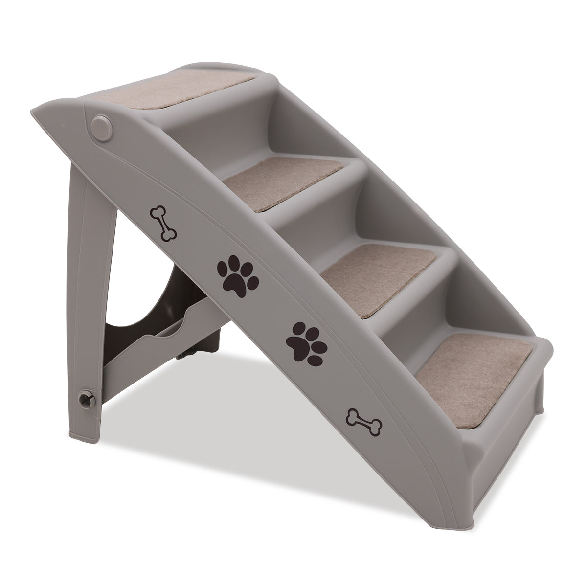 Furtastic Foldable Pet Stairs in Grey, designed for small and elderly pets, featuring non-slip mats and a sturdy construction.