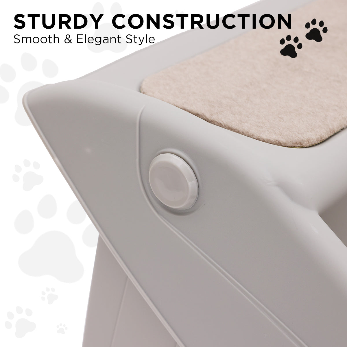 Furtastic Foldable Pet Stairs in Grey, designed for small and elderly pets, featuring non-slip mats and a sturdy construction.