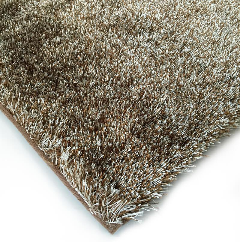 Fuzzy Two Tone Brown Beige Area Rug showcasing soft shaggy texture and elegant colors, perfect for home decor.