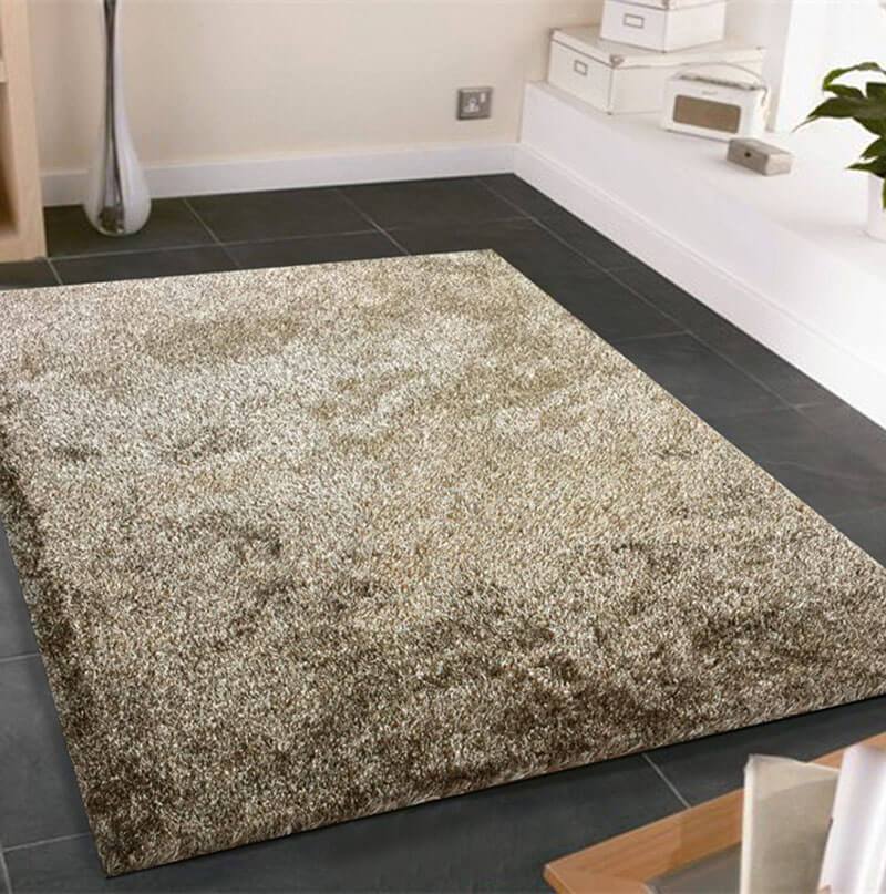 Fuzzy Two Tone Brown Beige Area Rug showcasing soft shaggy texture and elegant colors, perfect for home decor.