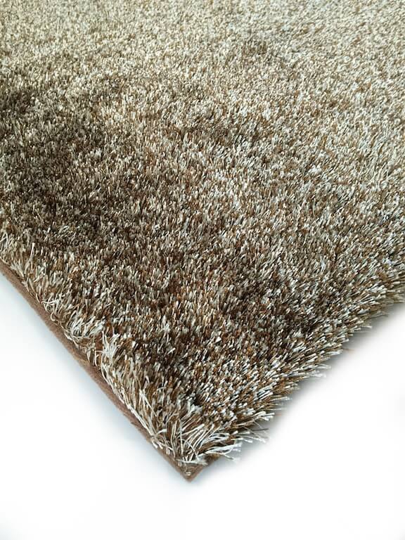 Fuzzy Two Tone Brown Beige Area Rug showcasing soft shaggy texture and elegant colors, perfect for home decor.