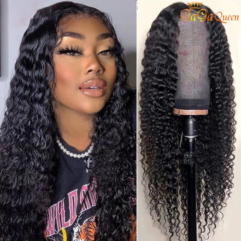 Gaga Queen Deep Wave Lace Closure Wig showcasing soft, shiny curls with a natural look, perfect for styling and versatility.