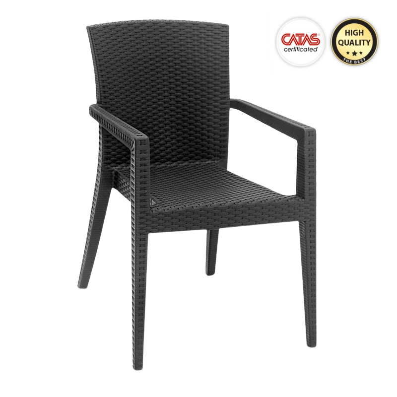 Anthracite Garden Armchair DONALD, made of durable polypropylene, measuring 57x60x85cm, perfect for outdoor use.