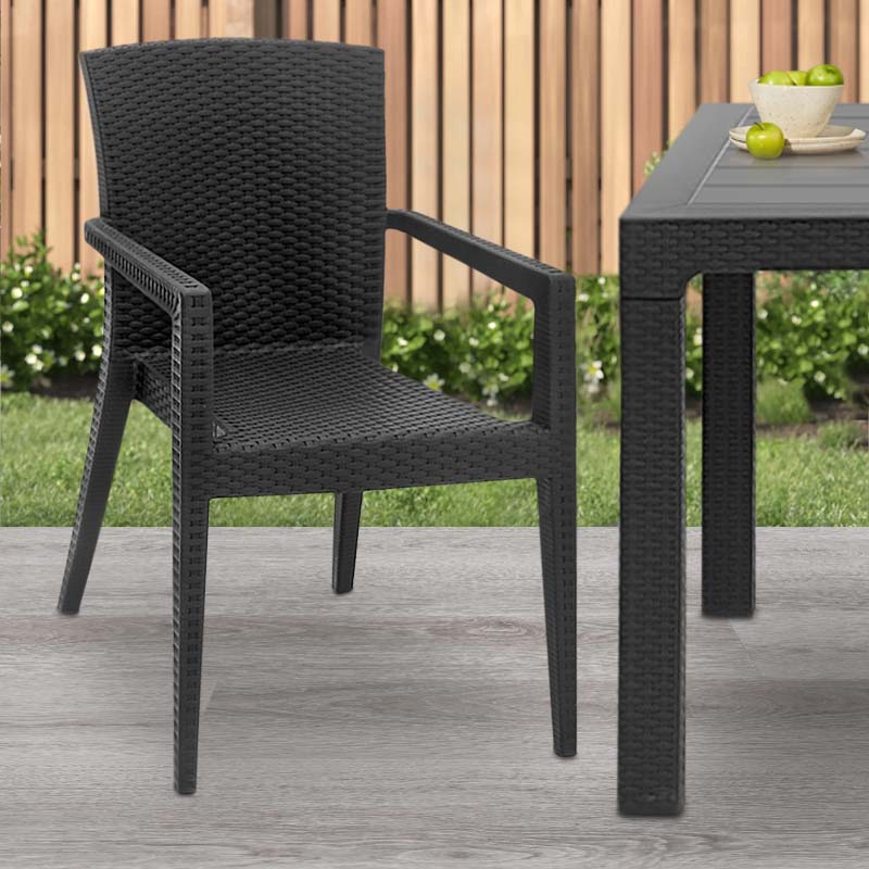 Anthracite Garden Armchair DONALD, made of durable polypropylene, measuring 57x60x85cm, perfect for outdoor use.