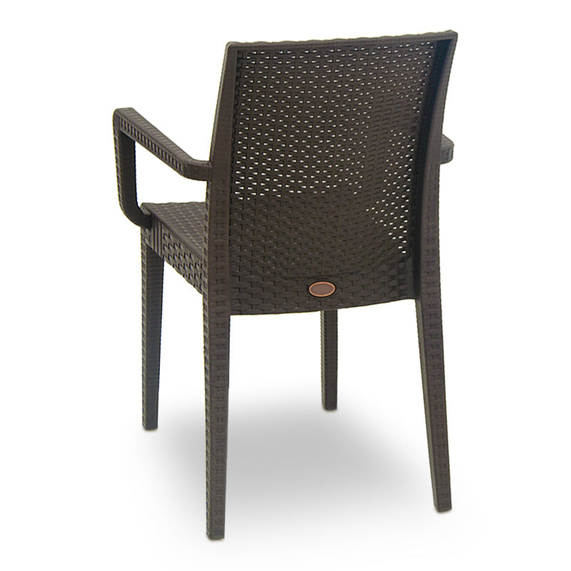 LUCY Garden Armchair in brown, made of durable polypropylene, measuring 54x58x86cm, perfect for outdoor use.