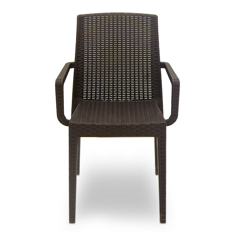 LUCY Garden Armchair in brown, made of durable polypropylene, measuring 54x58x86cm, perfect for outdoor use.