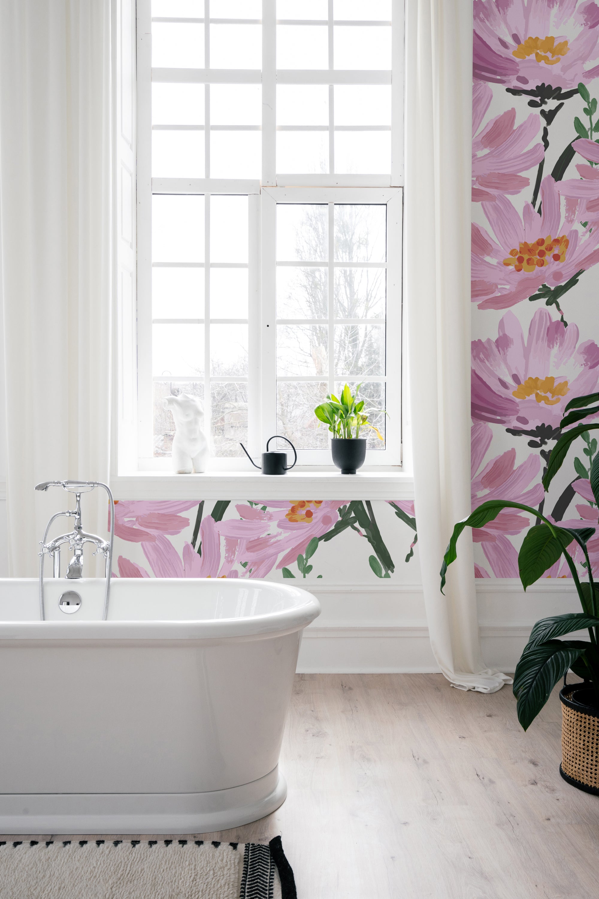 Garden Blooms Wallpaper featuring vibrant floral patterns on a smooth surface, ideal for home decor.