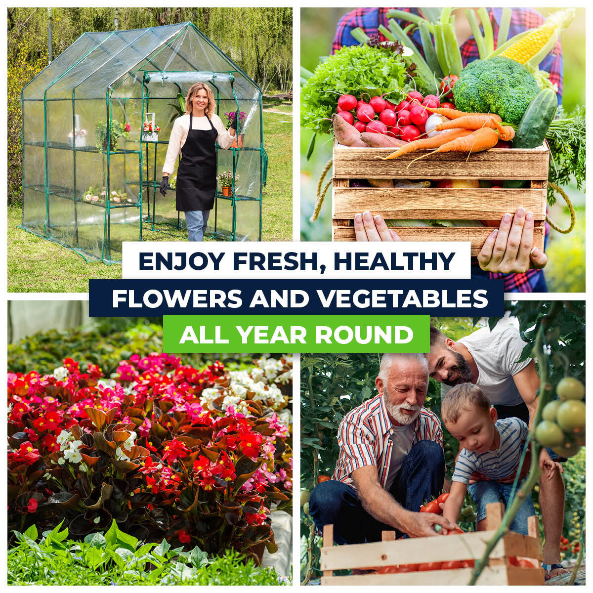 Garden Greens Greenhouse Walk-In Mega Sized Shed with 3-tier shelving, featuring a zippered roll-up door and durable PVC cover, ideal for plant protection.