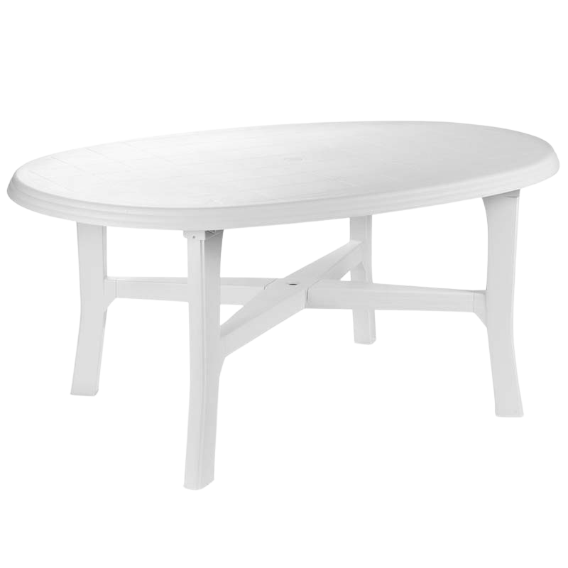 ANITA Garden Table in white, measuring 165x110x72cm, made of durable polypropylene, suitable for indoor and outdoor use.