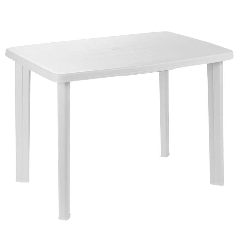 Garden Table MALLORCA in white, measuring 100x68x72 cm, made of durable polypropylene, suitable for indoor and outdoor use.