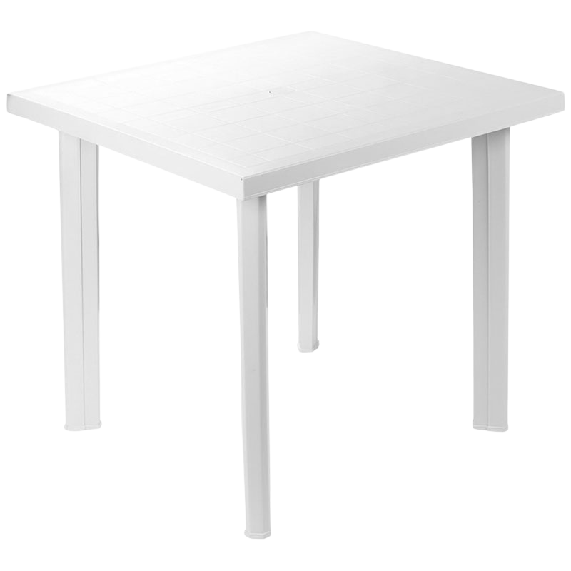 Garden Table USUALE in white, made of durable polypropylene, measuring 80x75x72 cm, suitable for indoor and outdoor use.