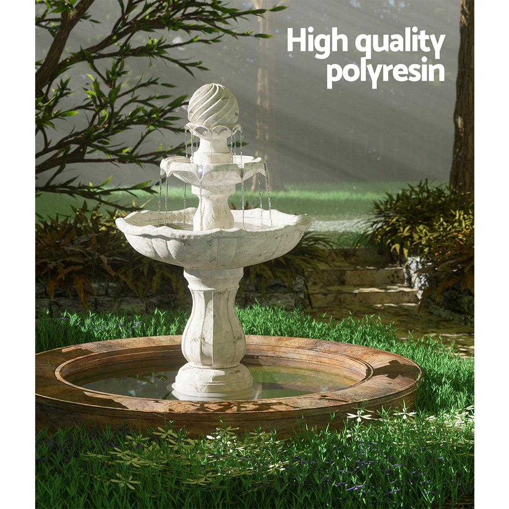 Gardeon 3 Tier Solar Powered Water Fountain in Ivory, showcasing elegant tiers and solar panel.