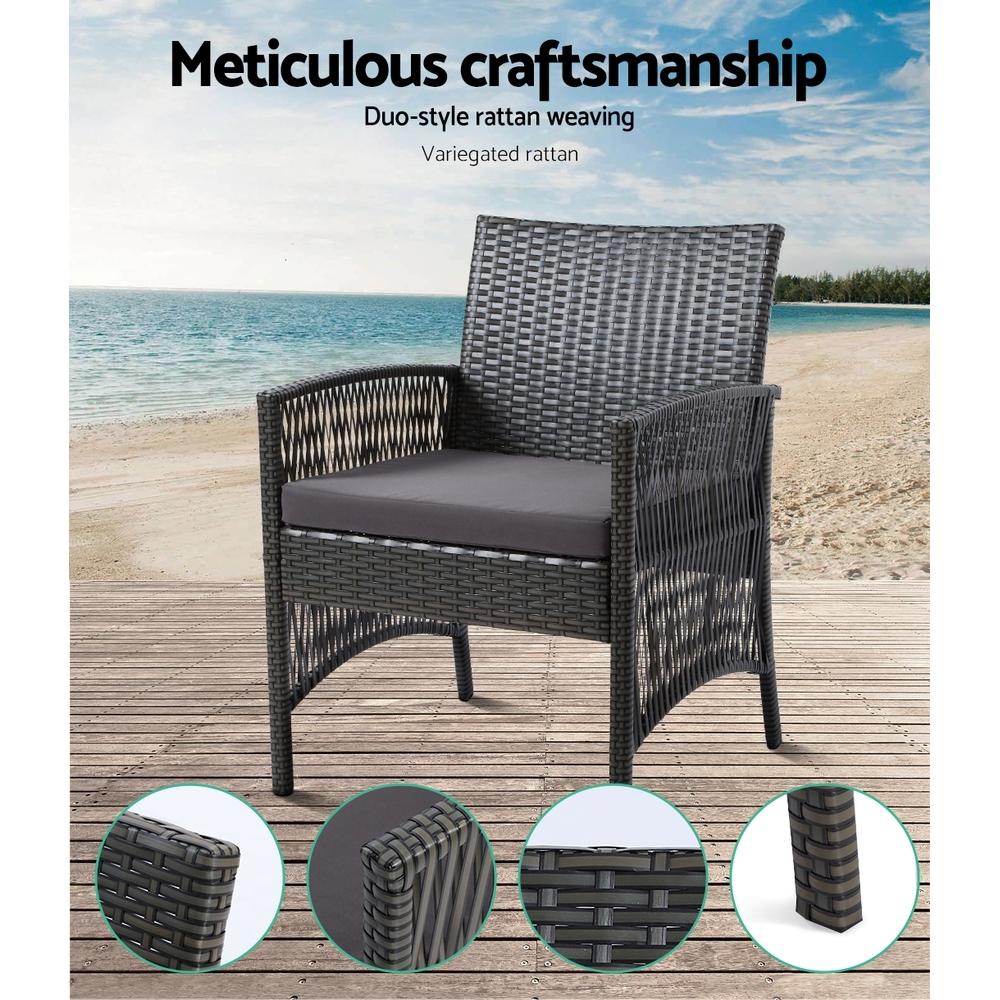 Gardeon 4 PCS Outdoor Furniture Lounge Setting in Grey featuring elegant wicker design and plush cushions, perfect for outdoor relaxation.