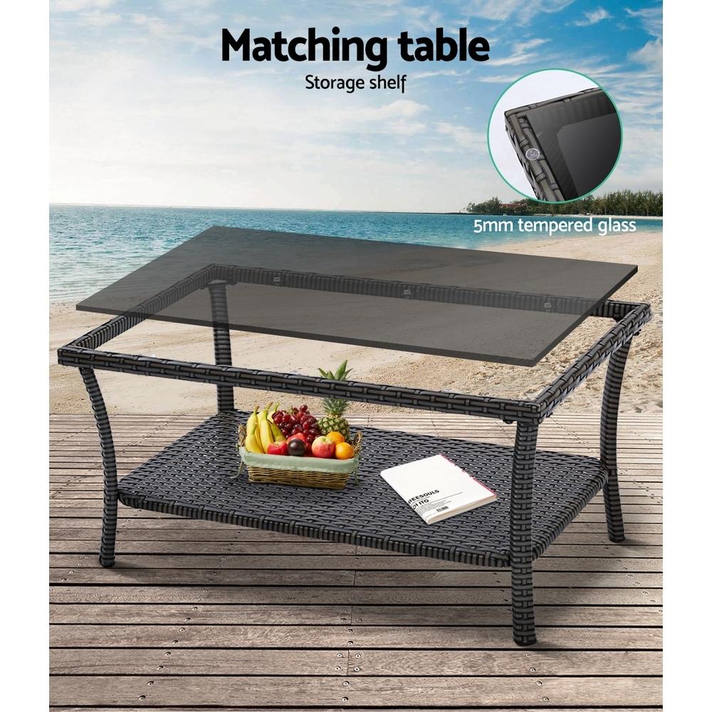 Gardeon 4 PCS Outdoor Furniture Lounge Setting in Grey featuring elegant wicker design and plush cushions, perfect for outdoor relaxation.