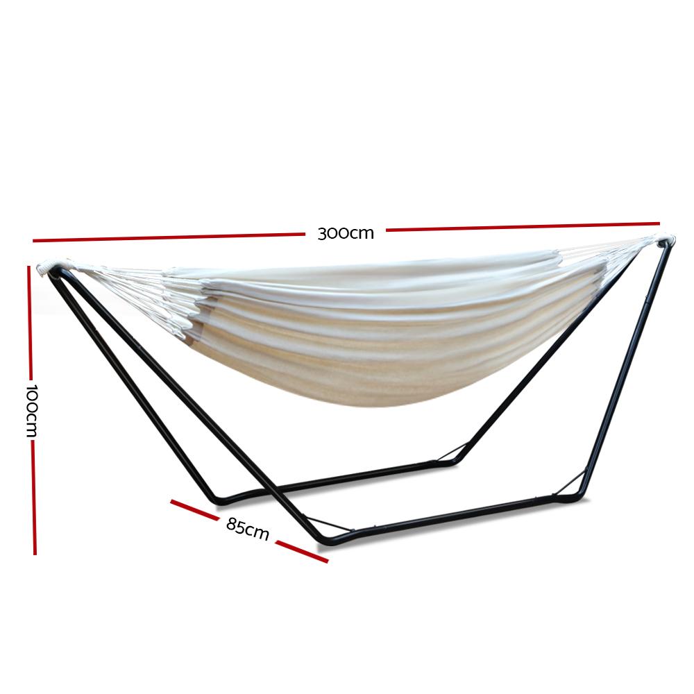 Gardeon Hammock Bed with Steel Frame Stand, showcasing its durable design and soft fabric, perfect for indoor and outdoor relaxation.