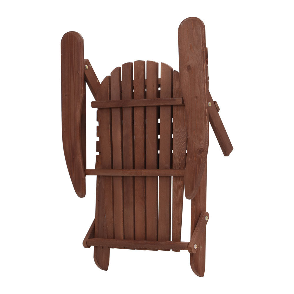 Gardeon Outdoor Folding Beach Camping Chairs Table Set featuring a classic Adirondack chair and matching side table made from Canadian fir wood.