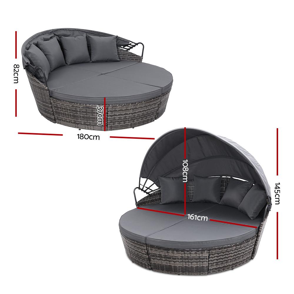 Gardeon Outdoor Lounge Setting featuring a modular design with plush cushions and a folding canopy, perfect for outdoor relaxation.