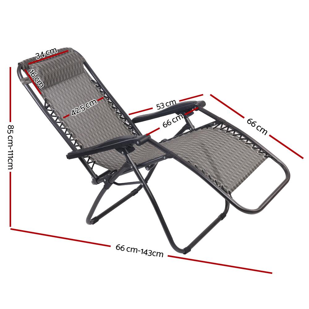 Gardeon Outdoor Portable Recliner in Grey, showcasing its sleek design and adjustable features for ultimate comfort.