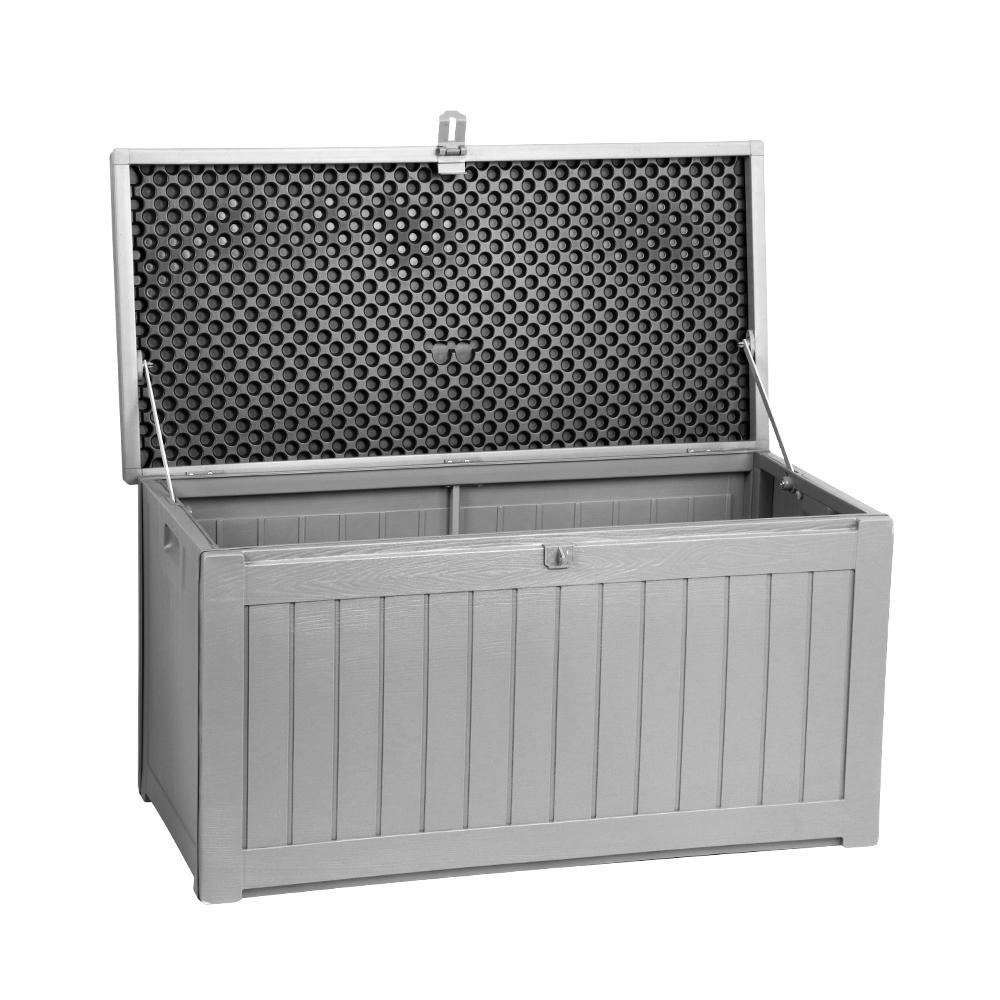 Gardeon Outdoor Storage Box Bench Seat 190L in dark grey, showcasing its stylish design and large storage capacity.